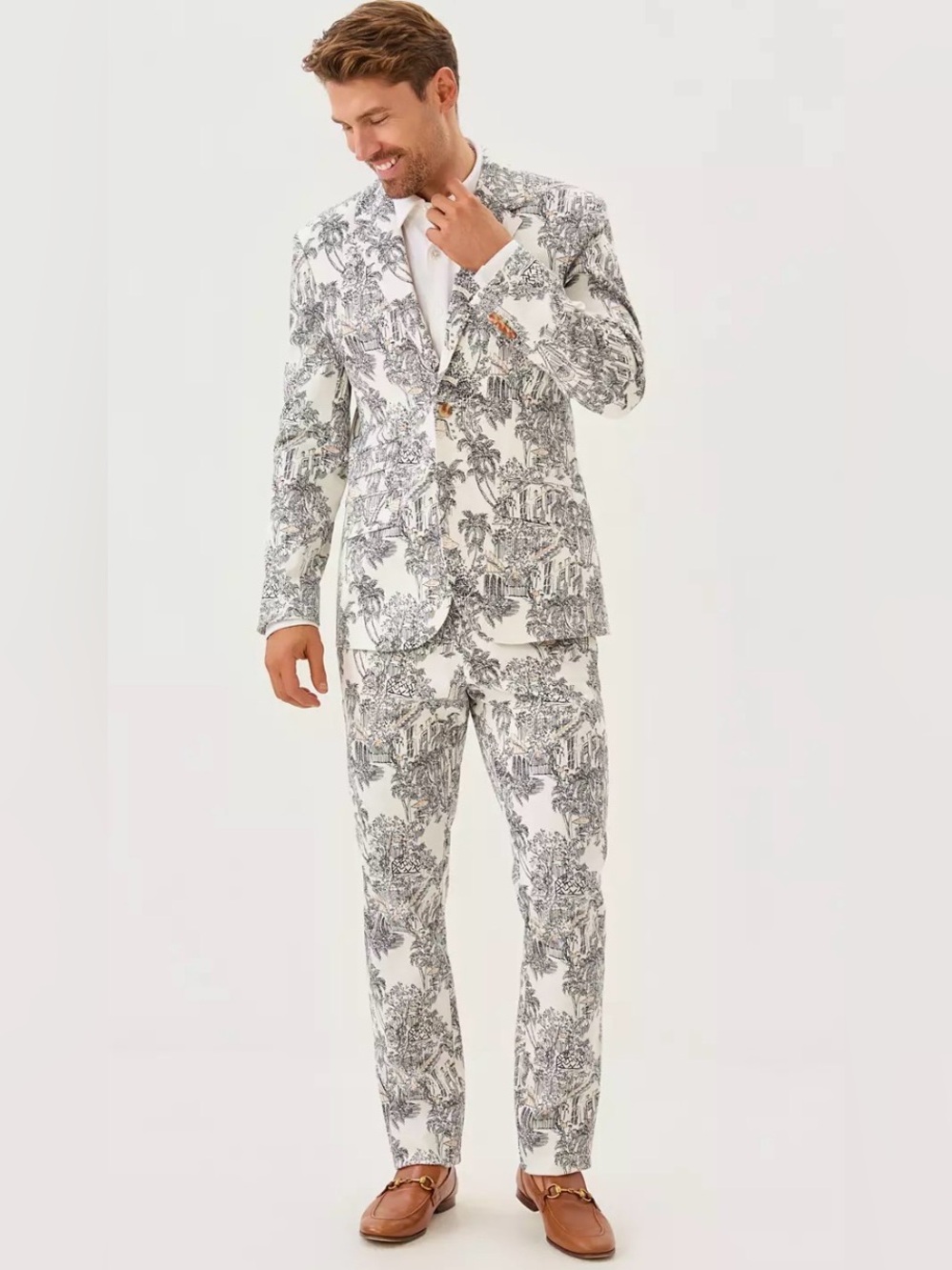New Lilly Pulitzer Men's Stuff Flagler Blazer
Coconut PB Anniversary Toile 44R